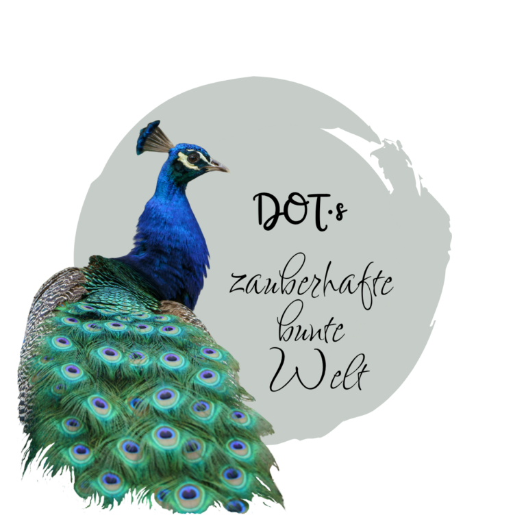 Logo DOT's zauberhafte bunte Welt mit Pfau